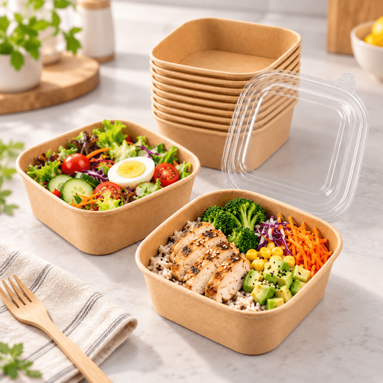 Square Paper Salad Bowl